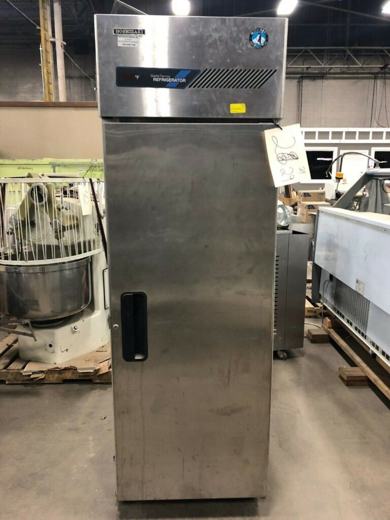 Hoshizaki SafeTemp stainless steel commercial refrigerator, salvaged secondhand kitchen equipment from Baltimore non-profit Second Chance.